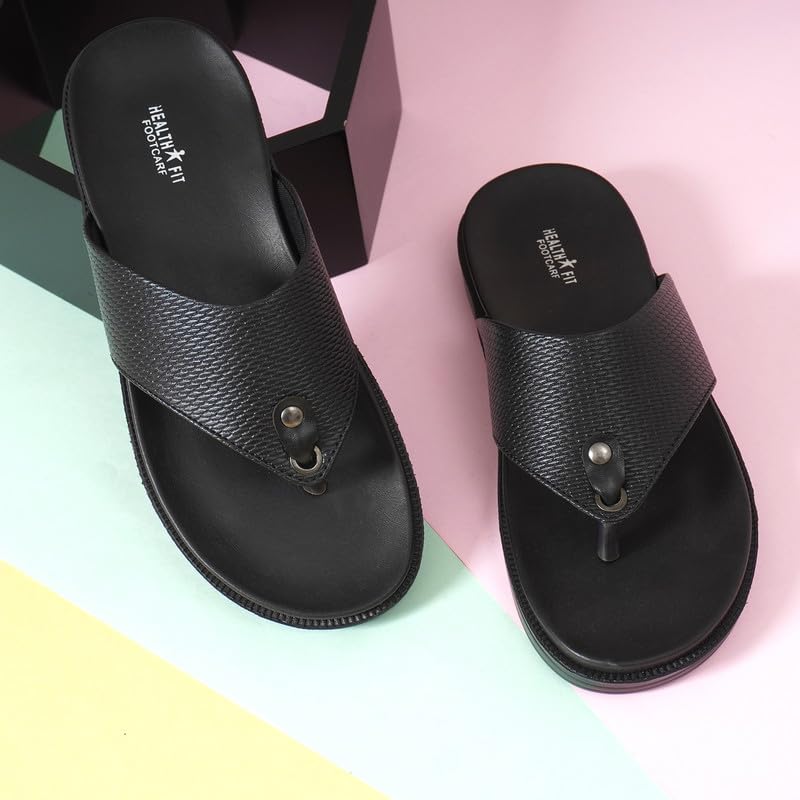 Image of HEALTH FIT Super Soft Ortho Care Bounce Back Anti-Skid Water Resistant Slippers /Doctor Chappal & Footwear-Men 116