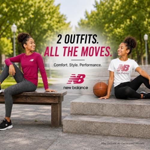 Image of New Balance Active Girls Legging Set - 4 Piece Athletic Short Sleeve Shirt, Long Sleeve Shirt & Activewear Girls Leggings Set