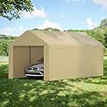 GOJOOASIS Car Port Canopy Tent Carport 10'x20' Car Tent Portable Garage, Tents for Car Waterproof & UV Protected for Wedding, Garden Shelter, Storage Shed (Yellow)