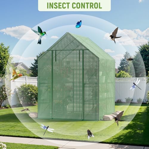 Image of Walk in Greenhouses, 57 x 57 x 76 inch Green House, Greenhouse for Outdoors with Durable PE Cover, Portable Greenhouse with Shelves Stands,Green