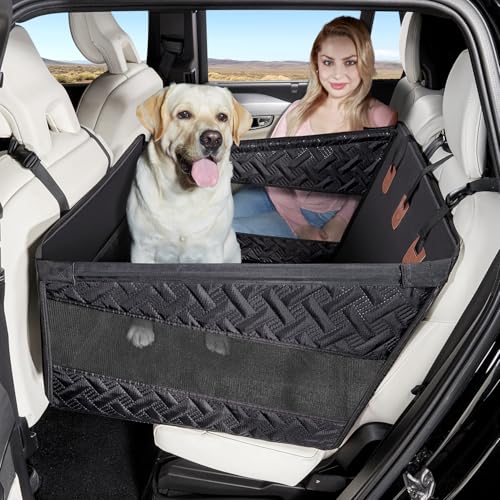 GGW Seggiolino auto per cani sedile posteriore per cani di taglia media e grande – sedile di sicurezza con cintura di fissaggio, antiscivolo e impermeabile, sedile per cani come letto per cani per