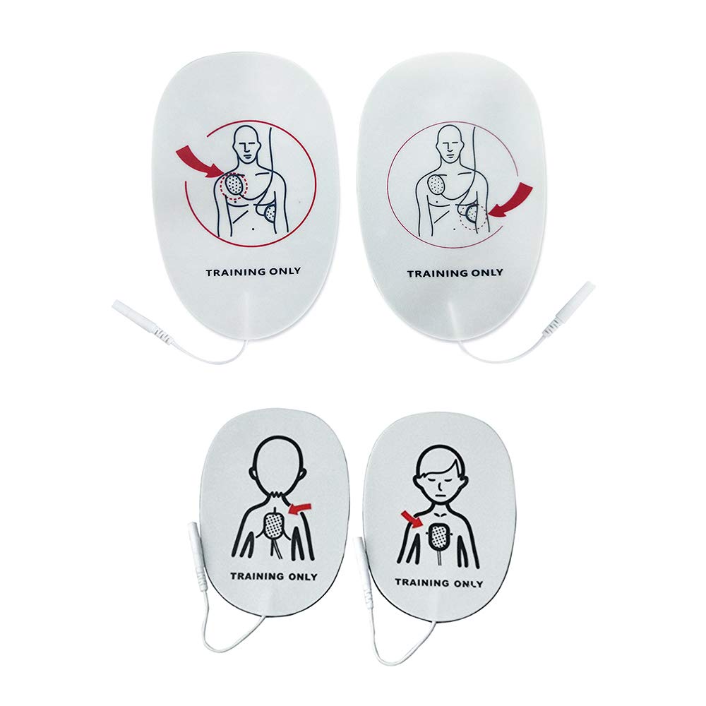Latex Free Foam AED Practi-Trainer Replacement Pads for Adult 1 Pair and Child 1 Pair, for Training Only