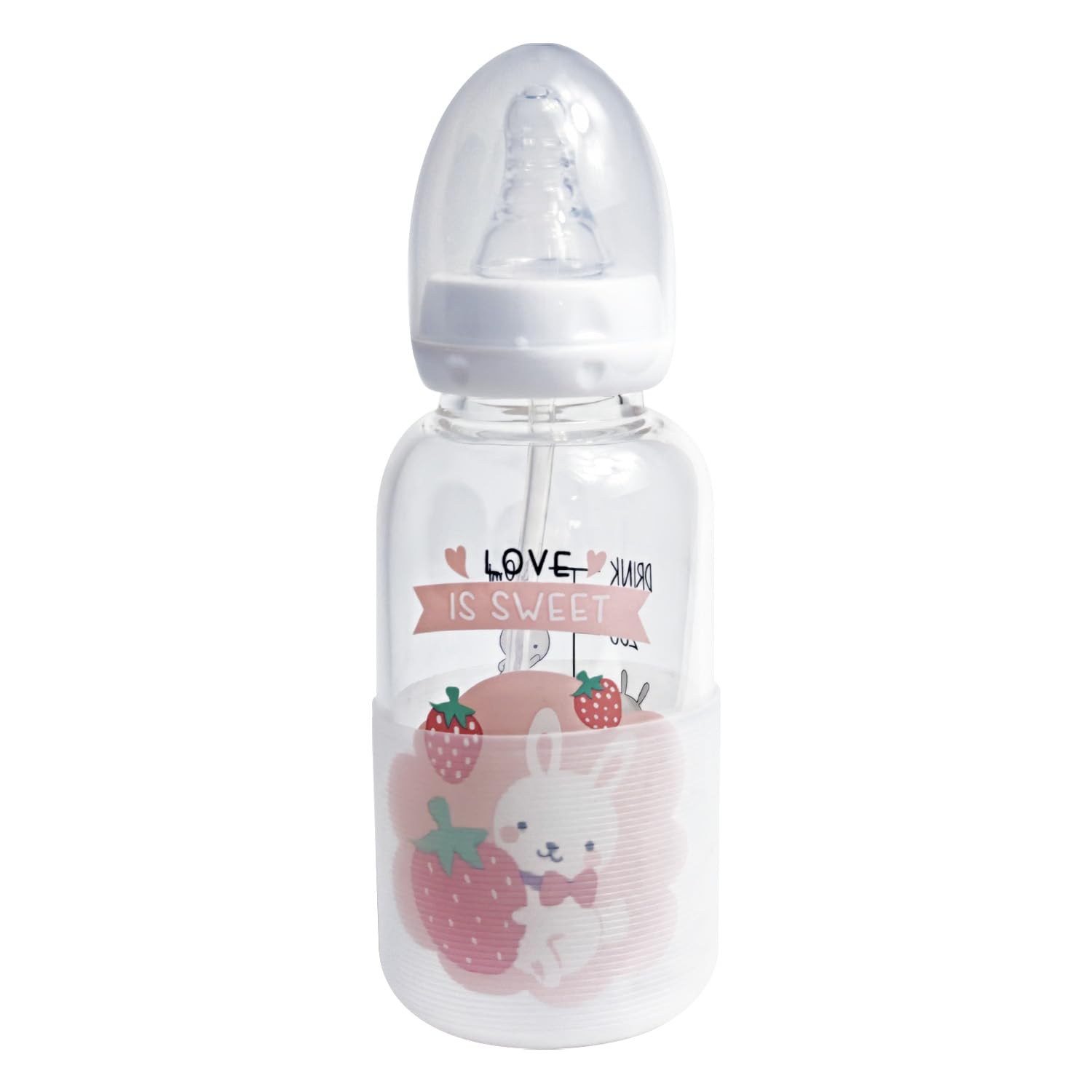 CutiePlusU Adult Glass Feeding Bottle 300ML Silicone Teat BPA Free