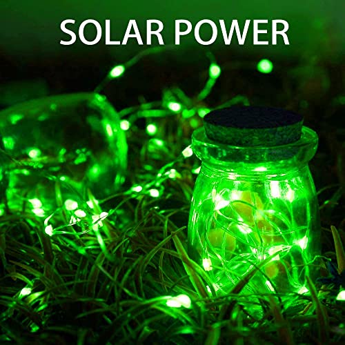 Image of Dazzle Bright 2 Pack Solar String Lights Outdoor, 39.4 FT 120 LED Solar Powered Waterproof Fairy Lights 8 Modes, Copper Wire Lights for Christmas Patio Party Tree Yard Decoration (Green)