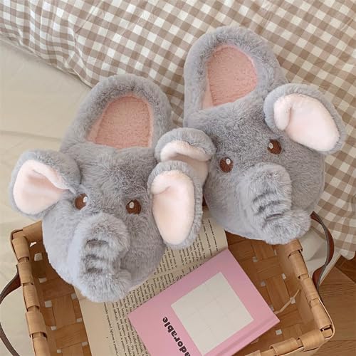 Elephant Cotton Slippers - Women's Fashionable and Cute Warm Plush Slip-Ons2