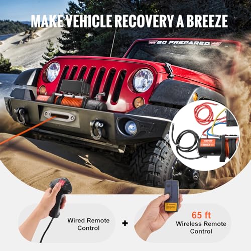 Vevor ELECTRIC WINCH 50.353581LBS Electric Winch, 13,500 Lb, 12V Dc Truck Winch With Φ3/8 In X 80 Ft Synthetic Rope Aluminum Fairlead Wireless & Wired Remote Control, Ip55 Waterproof For Towing Off-Road Suv Jeep Trailer Boat thumb #4
