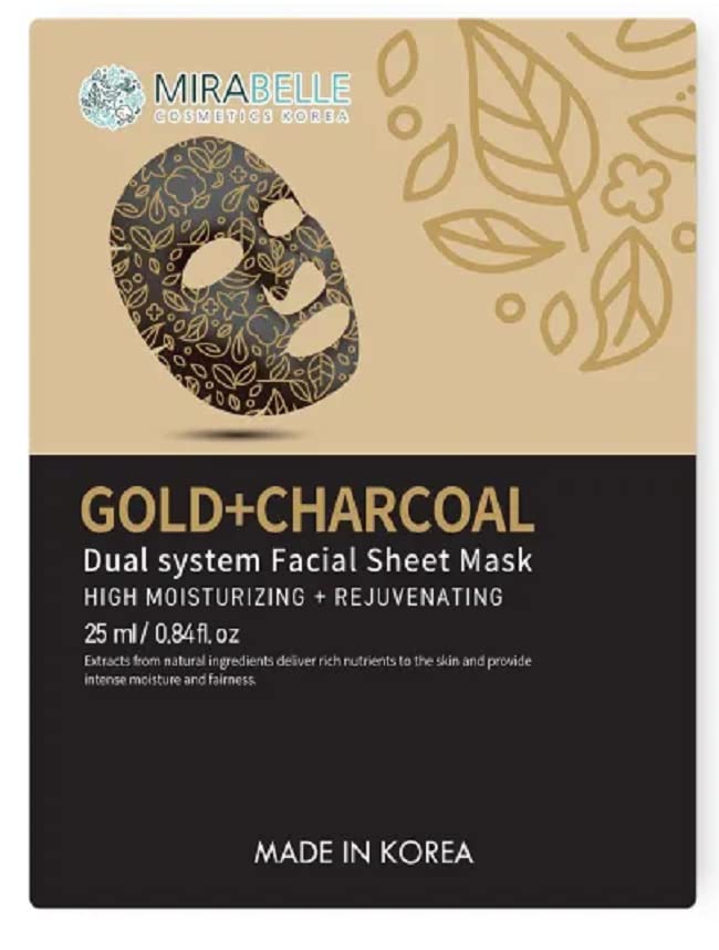 MirabelleGold+Charcoal Mirabelle Facial Sheet Mask25ml / 0.84 pack of 3