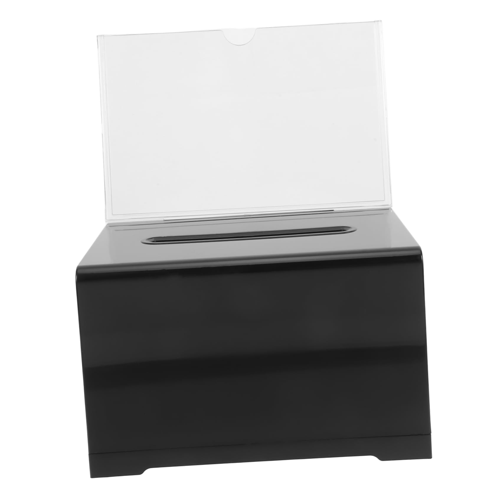 OUNONA Clear Acrylic Donation Box with Lock Transparent Ballot Box with Sign Holder for Fundraising and Voting for Events and Exhibitions
