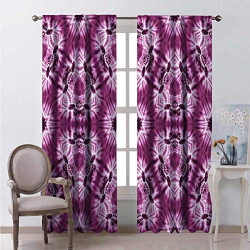 Toopeek - Cortina de aislamiento térmico indonesio oriental, diseño de motivos con formas murosas, color violeta y blanco