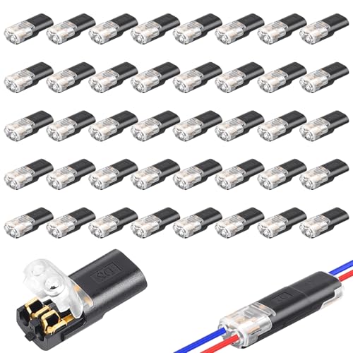 Auto Kabelverbinder Wasserdicht 2 Polig 40 Stück – 12V Stecker 2 Pin, Schnellverbinder für 18-22 AWG Kabel, Crimp Steckverbindung für Auto, LED, Audio, Elektrozubehör