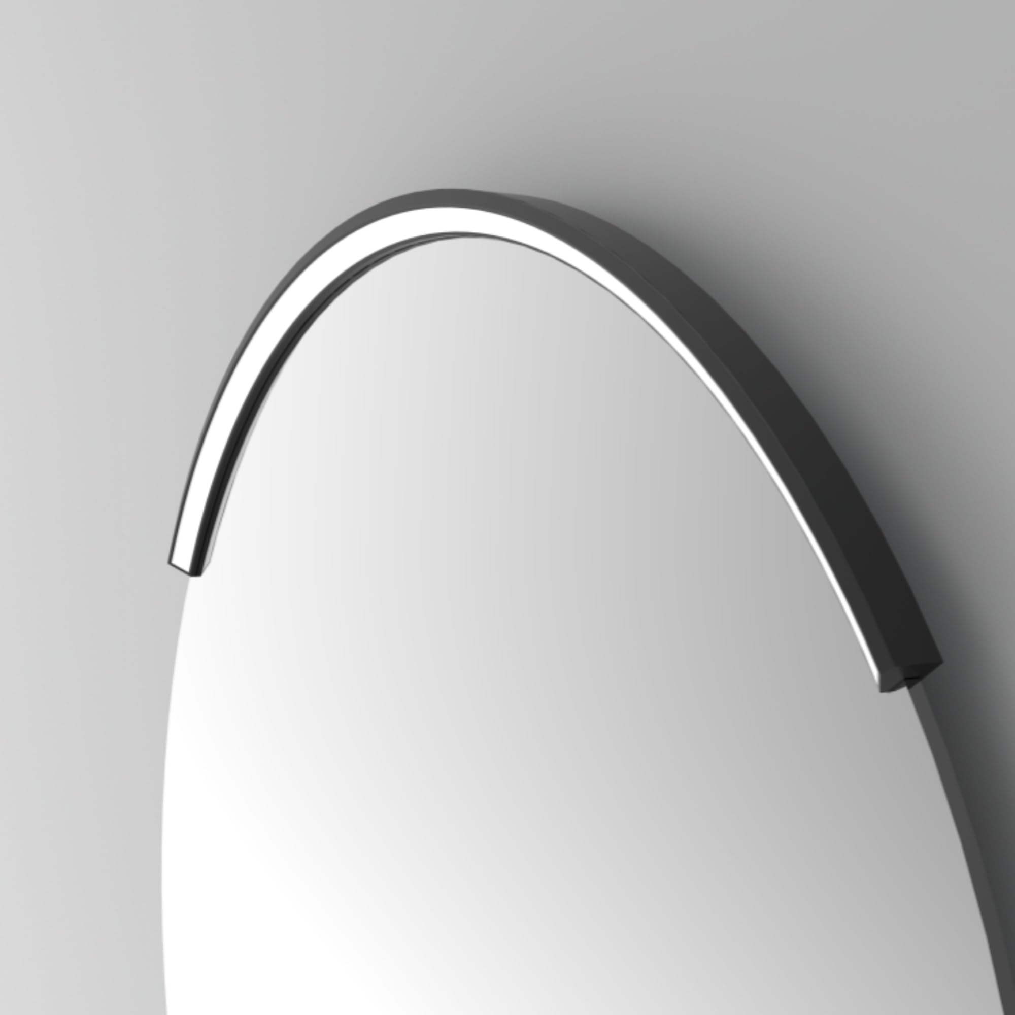 kalb | CURVIA, LED Spiegellampe, Gebogene Spiegelbeleuchtung für runde Spiegel Ø 60, 70 & 80 cm, 12VDC, 6W, neutralweiß 4000K, IP44, flimmerfreies Schminklicht, schwarz matt, Aluminium (70cm)