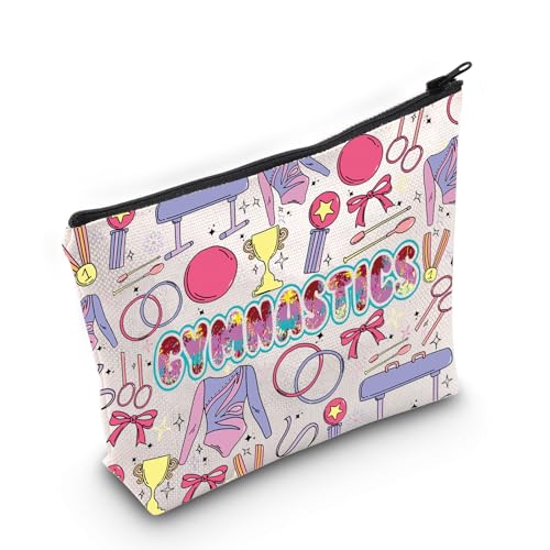 LEVLO Gymnastics Cosmetic Makeup Bag Gymnast Team Gift Gymnastics Coach Zipper Pouch Bag Gymnast Graduation Merchandise Gymnastics Full Bag