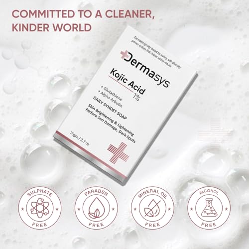 Image of 1% Kojic Acid Soap with Glutathione & Alpha-Arbutin For Pigmentation, Dark Spots & Sun Damage | with Papaya Fruit Extract | Soap for Men & Women | Suitable for All Skin Types | 75 g - Pack of 2
