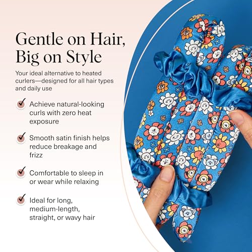 image for BT21 x Kitsch Satin Heatless Hair Curler Set - Heatless Curls Overnigh