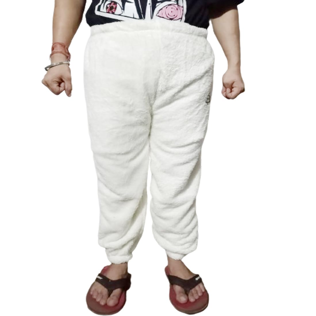 ukal Women's and Men's Winter Sleepwear Nightwear Bottom Pajama Lounge Pants Warm Fleece (White, Medium)-picture-41