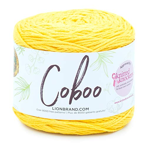 Image of Lion Brand Yarn, Coboo Cotton Blend Crochet Yarn, Yellow, 1 Pack