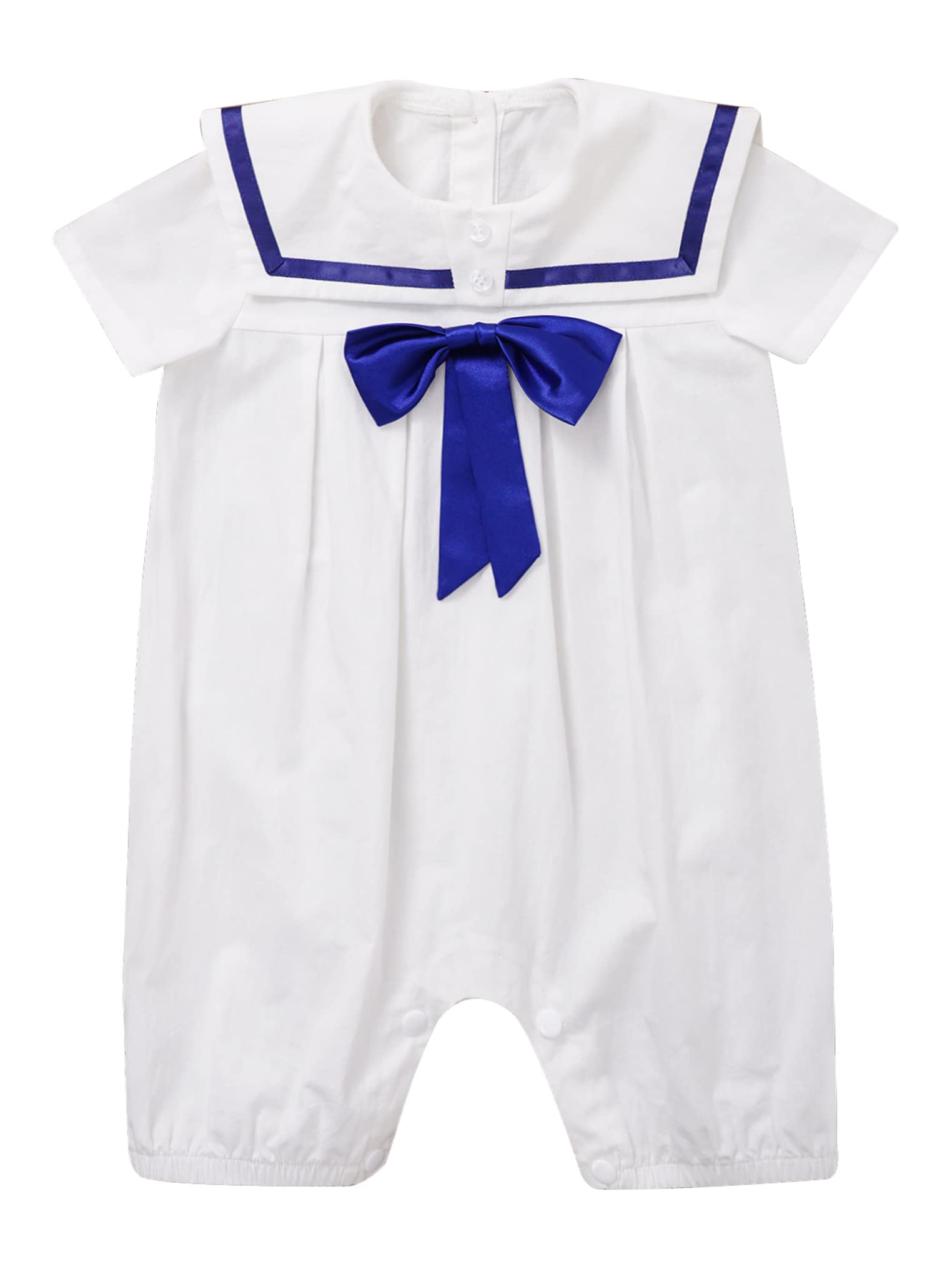 Kaerm Newborn Baby Boys Girls One Piece Romper Silk Satin Bodysuit Doll Collar Baptism Christening Outfits White B 18-24 Months