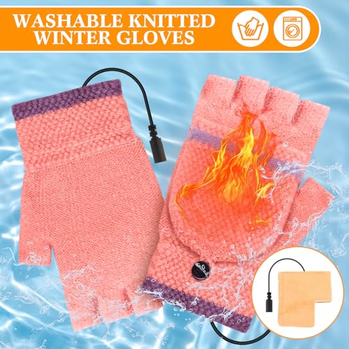 Guantes térmicos sin dedos contra el frío de invierno JaGely USB 5