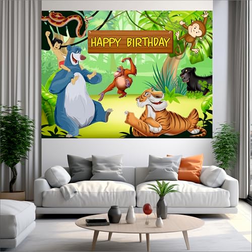 Image of Jungle Birthday Backdrop 5x4 Ft | Backdrops for Decoration | Birthday Decoration Backdrop | Banner for Kids Theme Party