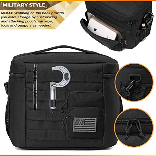 Dbtac Tactical Lunch Bag, Insulated Lunch Box For Men Women Adult | Durable School Lunch Pail For Teens | Leakproof Lunch Cooler Tote For Work Office Travel | Soft Easy To Clean Liner X2, Black #TOP5