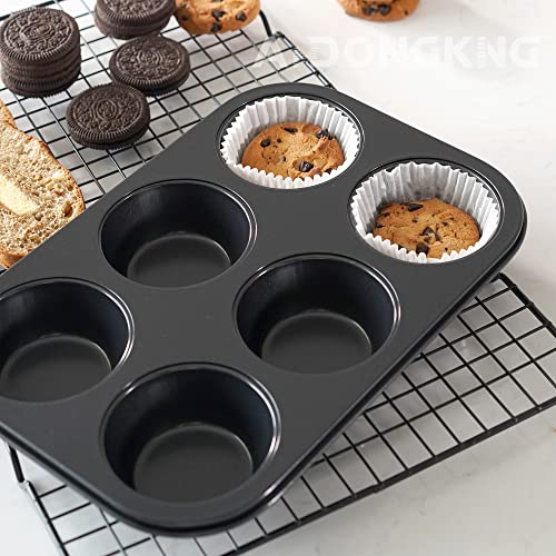 Amdongking Muffin Pan, Cupcake Pans, 6 Cup Premium Non-Stick Carbon Steel Kitchen Baking Quiche Pan, 10.4 X 7.1 Inches #TOP6