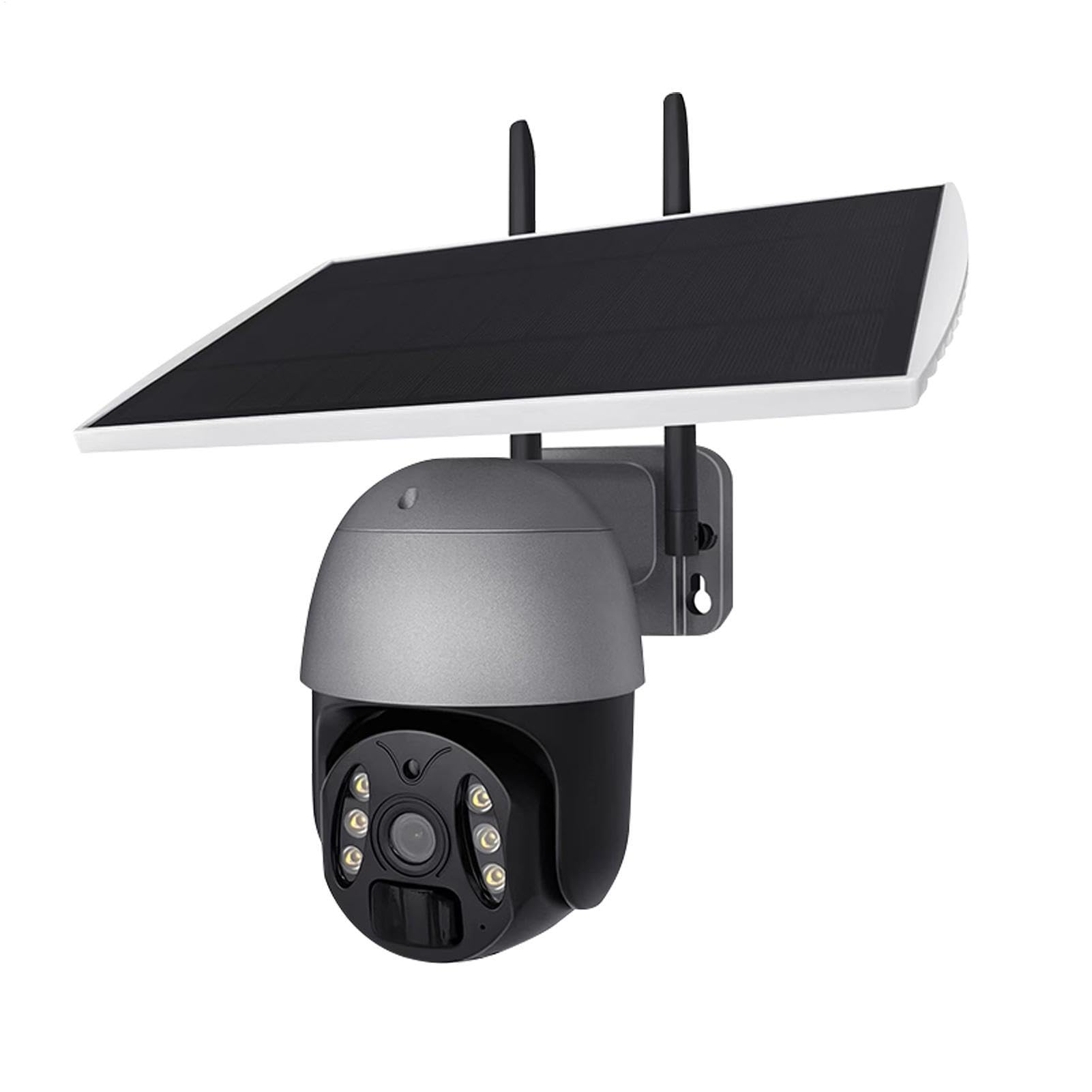 Cámara WiFi Solar, cámara de Seguridad Solar - Cámara de detección de Movimiento al Aire Libre WiFi 1080p - Pir Alarm 3 Millones de píxeles Audio de 2 vías Monitor de Garaje | Soporte de monitor de visión nocturna de 3 millones de píxeles a todo color Alm