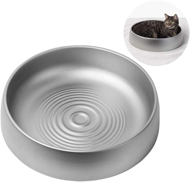 pidan Cat Nest Cooling Bed Summer Bed Cool Aluminum Pot Non-Slip Nest for Medium and Small Pets Dogs(Japanese Rock Garden- Space Grey)