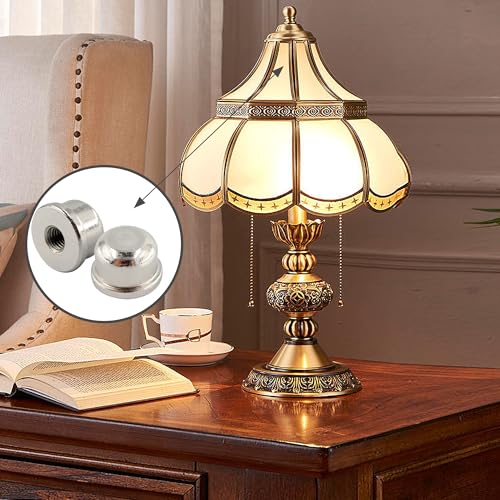 Image of 4PCS Solid Lamp Finials Caps Tapped, Knob On Top of The Harp Lampshade Stand, Harp Lamp Finial Knob, 1 /2 inch Tall, Silver