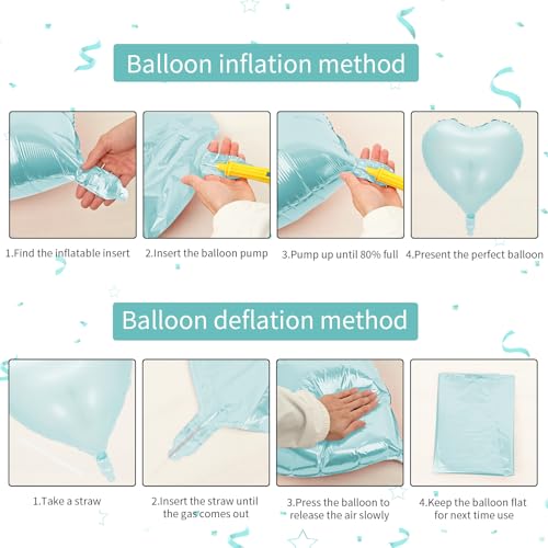 Image of Baby Blue Heart Balloon, 10PCS Blue Foil Heart Balloons, 18inch Pastel Blue Heart Shape Balloons Helium Birthday Party Decorations for Boys Girls Brithday Party, Valentines Day, Wedding, Anniversary