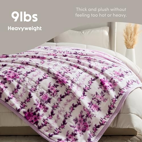 Image of Nestl Korean Mink Blanket Queen Size - 9 Lbs Velvet Fleece Korean Blanket - 2 Ply Warm & Thick Winter Blanket - Wrinkle & Fade Resistant - 79 x 94 Inches (Lvender)