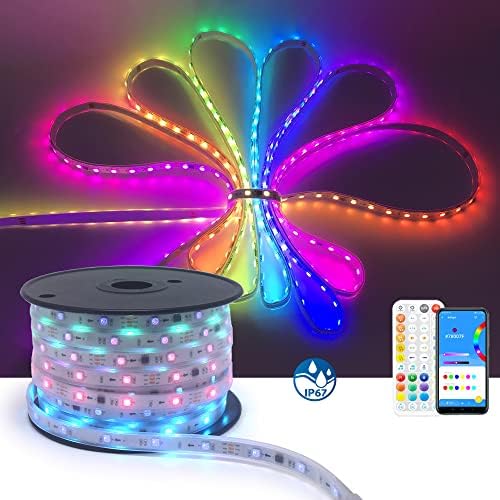 70Ft Continuous Long Runs 24V RGB LED Strip Light Kit incl Music Sensor & Remote Control and Power Supply Multiple Colors Changing Tube Waterproof Rope Strips