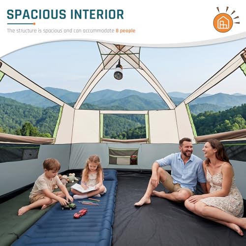 Image of Tents for Camping 6 /8 /10 Person Camping Tent with Screen Porch, Weatherproof Large Cabin Tent with Rainfly and Carry Bag, Family Tent for Outdoor Camping and Backyard