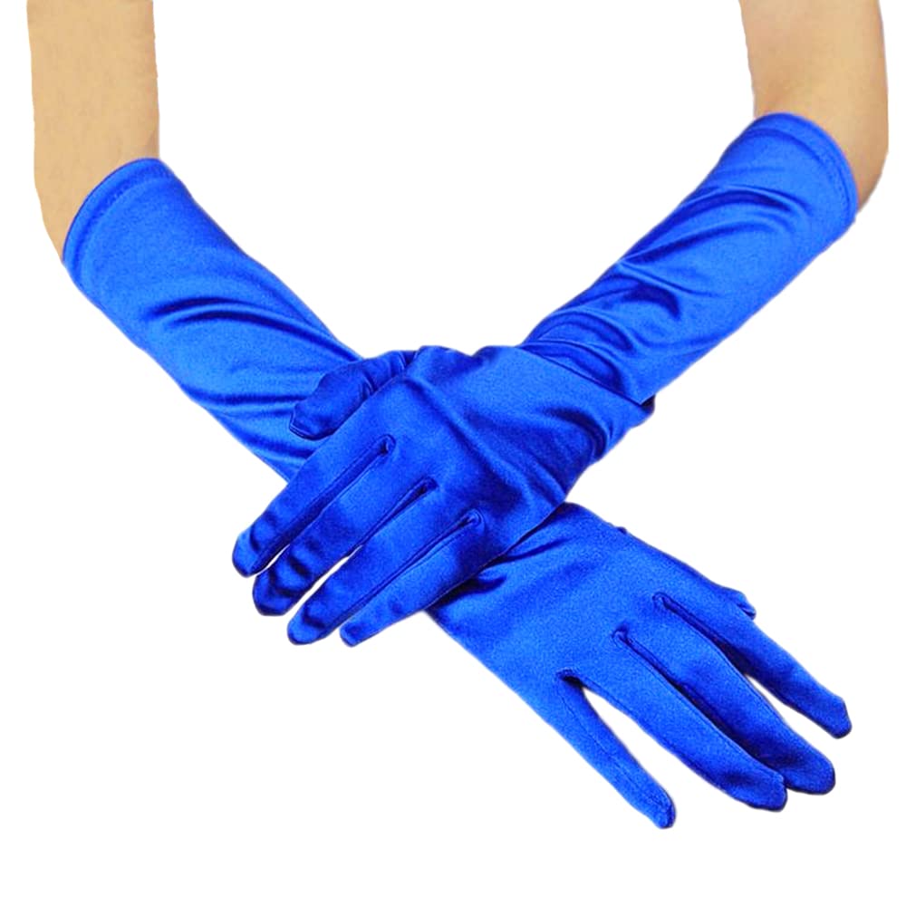 Classic Women's Gloves, Medium Long, Elastic Elegant 1920s Style Evening Gloves, Satin Gloves, Gothic Opera Festival Party Wedding Bridal Gloves for Festive Fancy Dress Costumes Carnival, Royal Blue โ image 1