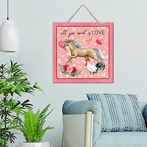 Décoration murale en bois All You Need Is Love 30x30 cm pour cuisine et garde-manger rustique