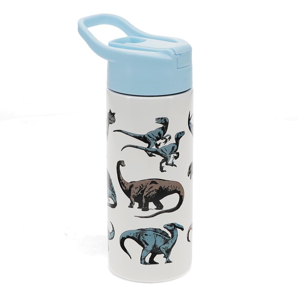 Rex London Stainless Steel Bottle With Push Button Lid 500Ml - Dinosaur
