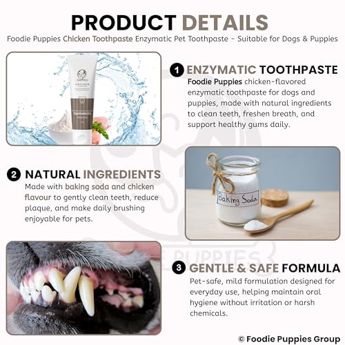 Image of Foodie Puppies Pet Toothpaste for Dogs - (Chicken Flavor, 100gm) Enriched with Baking Soda Soothes Inflamed Gums, Removes Plaque Tartar, Brightens Teeth, & Overall Oral Hygiene
