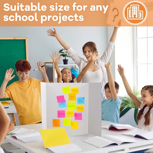 Image of Henoyso 8 Pcs 22 x 38 Inch White Tri Fold Poster Board Bulk for Display | Science Fair Project, Classroom Display Paperboard, Single Wall Build, Lightweight Presentation Board, 3 Panels