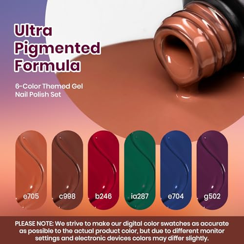 Image of Beetles Fall Gel Polish Set, Dark Brown Burgundy Red Green Colors