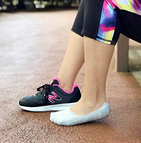 Image of Womens no show low cut liner invisible nonslip socks for flats sneakers- 80% cotton sock in white black grey & skin (Multi, 8-11)