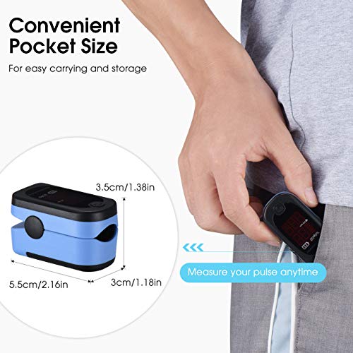 Pulse Oximeter Fingertip, ATMOKO SpO2 Blood Oxygen Saturation Monitor Heart Rate Monitor with Large LED Display Finger Pulse Meter, Included Batteries and Lanyard for Home, Exercise and Travel Use - Thumbnail 4