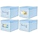 mDesign Juego de 4 Cajas de Tela de Lunares – Caja de almacenaje con Tapa abatible para habitación Infantil – Organizador Infantil apilable de Fibra sintética Transpirable – Azul Claro/Blanco