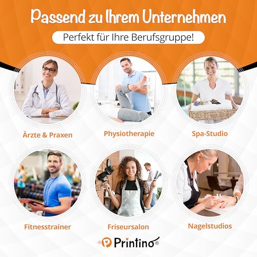 Printino Terminblöcke – Terminzettel DIN A7 – 10 Blöcke mit 500 Terminkarten – Offsetpapier 80 g/m² – großes Stempelfeld – klar strukturiert – 3 Farben – für Praxen, Studios, Friseur, Kosmetik (Grün)