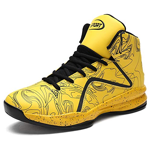 Zapatos de baloncesto de los hombres Rendimiento de absorción de choque Botas de baloncesto antideslizantes Zapatillas de deporte, color Amarillo, talla 46 EU