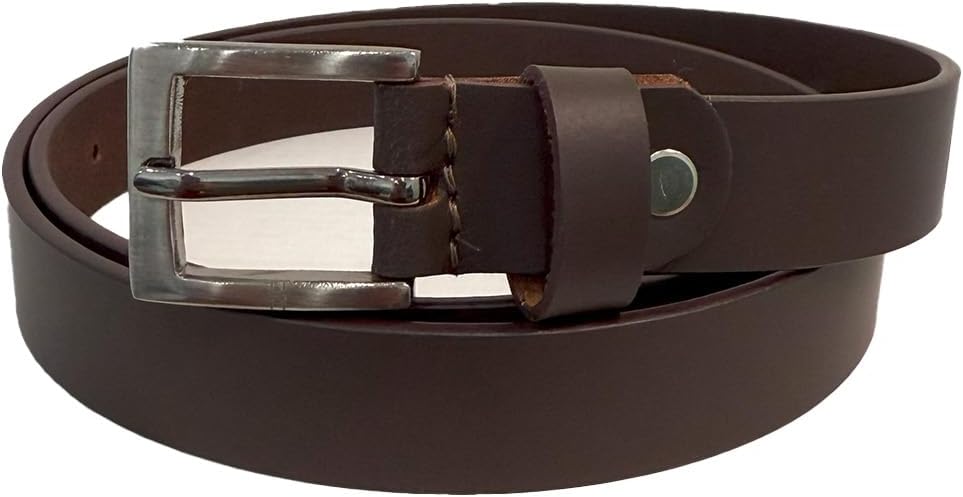 Classic Brown Leather Belt with Metal Buckle For Women