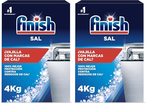 Finish Sal para Lavavajillas, Función Antical, Mayor Rendimiento del Lavaplatos, 4 kg (Paquete de 2)