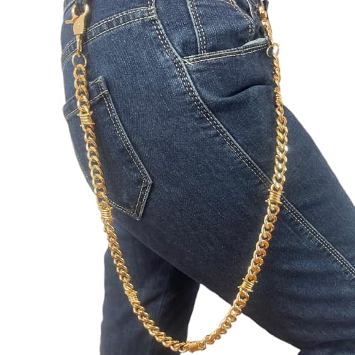 PINKPIN Wallet Pants Chain Heavy Duty Pocket Chain with Round Clasp Men Chains for Jeans Pants Clothing Accessories Gold