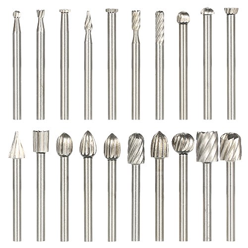20PCS 3mm Shank HSS CNC Rotary Burrs Set Tools File Milling Cutter Engraving Bits for Drilling Woodwork Electric Grinding Accessories