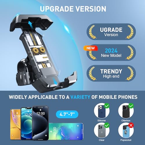Image of Generic TEKING Bike Phone Holder, Motorcycle Phone Mount [Upgraded Lock Button & 360 Rotatable Reinforce Base] - Bicycle /Motorcycle Handlebar Clip Suitable for 4.7 inch inch - 7 inch inch Smartphones, Black