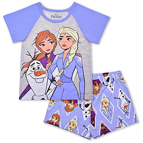 Disney Frozen Elsa, Anna And Olaf Girls’ T-Shirt And Short Set For Toddler And Little Kids – Purple/Gray #TOP8