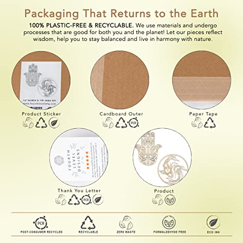 " Fourth Level MFG 16" 2-Piece Set F (Hamsa and Yinyang), Sacred Geometry Wood Wall Art, Zen Home Decoration for Yoga and Meditation, Good Chakra Spiritual Energy Altar Decor, Zen Hand, Yin Yang Koi - Image 8